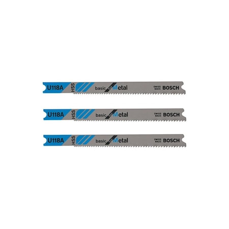 Robert Bosch Tool High Carbide Steel Jigsaw Blade, 20-TPI, 3PK U118A3