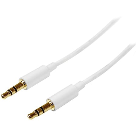Startech.Com 2m White Slim 3.5mm Stereo Audio Cable - Male to Male MU2MMMSWH
