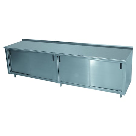 Advance Tabco Work Table 108 in.W x 24 in.D cabinet base with mid-shelf & sliding doors CF-SS-249M