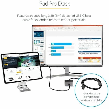 Startech.Com USB C MINI DOCK FOR IPAD PRO/TABLET - USB-C TO 4K HDMI/ 27W PD/ 3 PORT USB HUB DK30CHPH