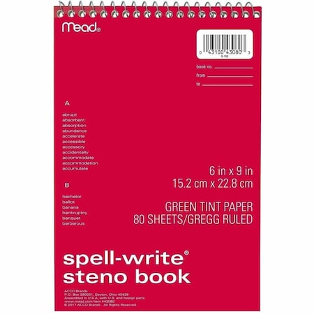 Mead 6 in. W X 9 in. L Wide Ruled Spiral Assorted Steno Book 43080