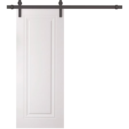 Sartodoors Barn Door 18 x 96 inches, BASIC 9111 White, 6.6FT Rail Track Heavy Hardware Set, Solid Panel Inte BASIC9111BD-B-SKIN-1896
