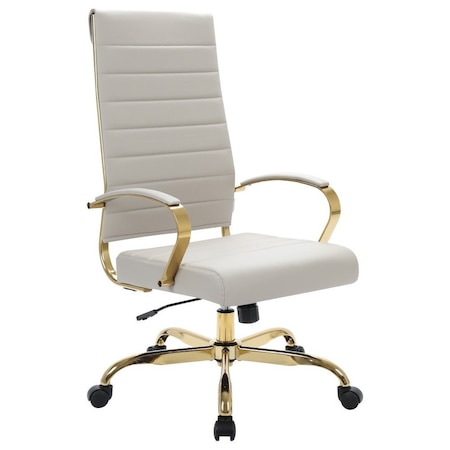 Leisuremod Benmar High-Back Leather Office Chair with Gold Frame, Tan BOTG19TL