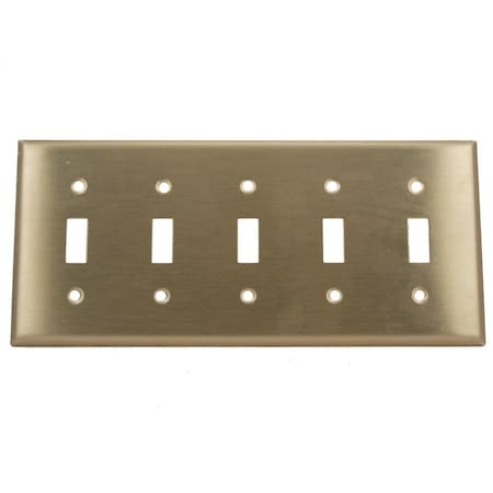 Leviton Switch Wallplate, Standard Size, Gang 5, Brushed Stainless Steel 84023-40