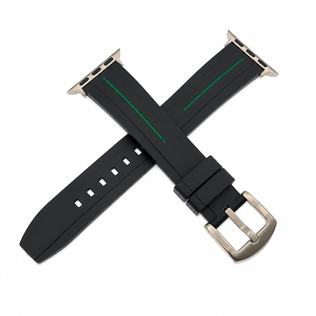Elegani Band Compatible with Apple Watch 40mm, Black/Green, Silver, Black, Yellow Gold, Rose Gold Buckle TPSIVRB-BLKGRN-40
