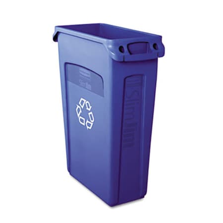 Rcp Slim Jim Recycling Container w/Venting Channels Plastic 23 gal Blue 354007BE