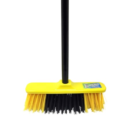Powerclean Straight Broom with 4ft. Wood Handle, Yellow and Black SBN01