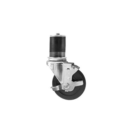 Service Caster 4'' Hard Rubber Swivel 1-7/8'' Expanding Stem Caster with Brake SCC-EX20S414-HRS-TLB-178
