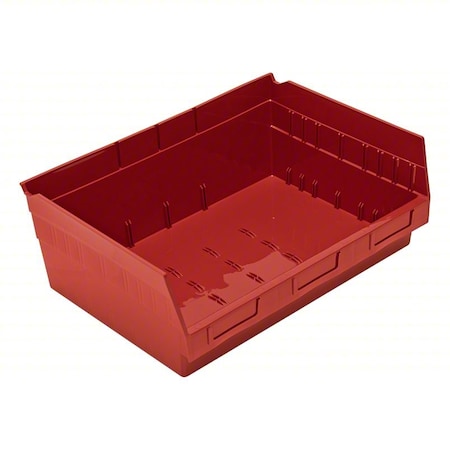 Quantum Storage Systems Economy nesting shelf bin, Plastic, Red, 6 in H, 16 1/2 in W, 11 5/8 in L QSB218RD
