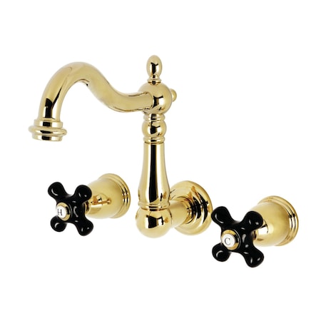 Kingston Brass Double-Handle Wall Mount Bathroom Faucet, Polished Brass KS1252PKX