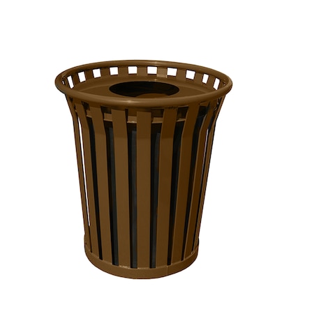 Witt Industries Heavy Duty Brown Outdoor Slatted Metal Receptacle with Flat Top WC3600-FT-BN