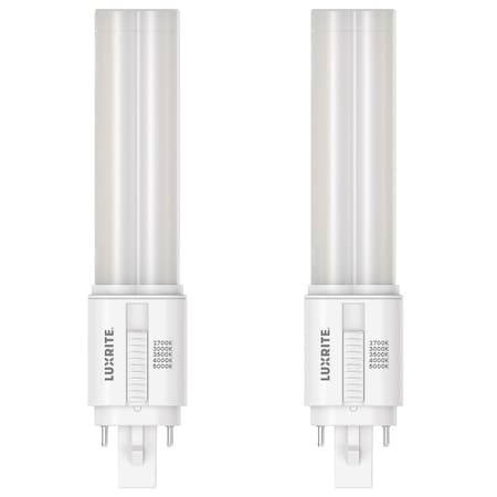 Luxrite Quad Style LED Light Bulb, G24Q 4-Pin Bulb Base, Type A+B CFL Replacement, Ballast, 2PK LR24568