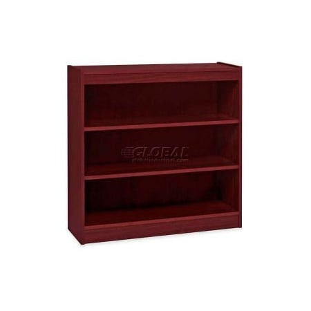 Sp Richards Lorell 3-Shelf Panel End Hardwood Veneer Bookcase, 36"W x 12"D x 36"H, Mahogany LLR60071