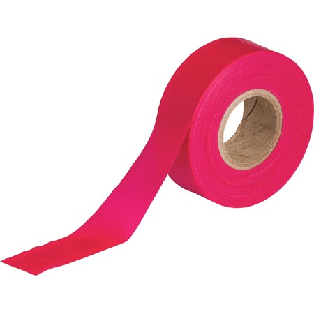 Brady Flagging Tape, Plastic, Fluorescent Red, 1.187in x 150ft, 150PK 58349