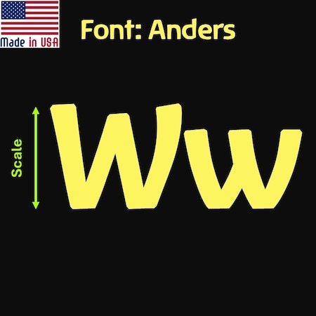 Aacc Self-Adhesive Vinyl Letter: w, Scale: 4 in. Color: Yellow Font: Anders by, 4PK AACC-Anders-lw-Yellow-I4x4