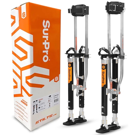Surpro Double-Sided Drywall Stilts, Magnesium Base, 16 in - 24 in Height, QuadLock Contractor-Grade Stilts S2-M-1624