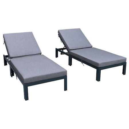 Leisuremod Chelsea Modern Outdoor Chaise Lounge Chair With Blue Cushions CLBL-77BU2