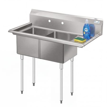 Koolmore 2 Compartment Stainless Steel NSF Commercial Kitchen Prep & Utility Sink with Drainboard SB141611-12R3
