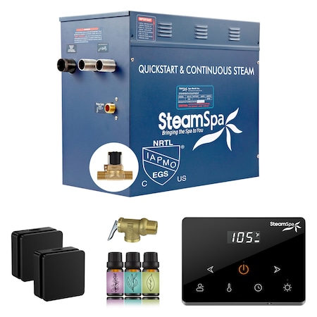 Steamspa Oasis 12KW Steam Generator with Continuous Steam Wireless Control and Auto-Drain in Matte Black OAWS1200MK-A