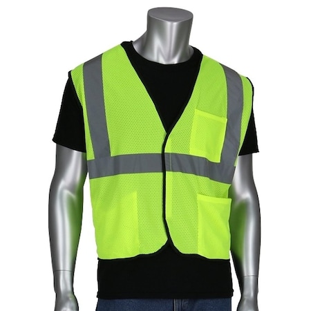 Msa Safety SAFETY WORKS Safety Vest, XL, Polyester, Lime Yellow, HookandLoop Closure CVCL2MLXL