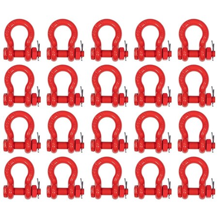 Mytee Products 5/8in Anchor Shackle Forged Carbon Steel w/ Safety Screw Pin 6,500 lbs WLL, 20PK SHACKLE-ANCHOR-BT-58x20