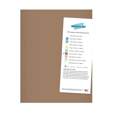 Nanolap PSA Lapping Film, 1 Pc 5 Micron (4,000 Grit), 8-0.5 in x 11 in Microfinishing Fine Sanding Paper 61564N