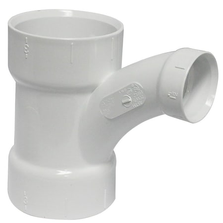Canplas DWV Reducing Combination Tee Pipe Wye, 3 x 3 x 1-1/2 in, Hub, PVC, White 194326