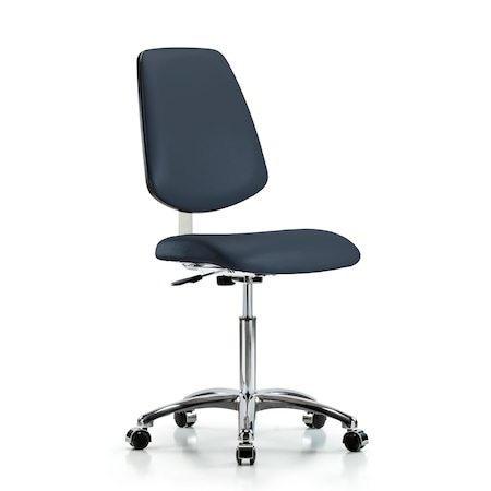 Blue Ridge Ergonomics Clean Room Chair 22" to 29" Height, Vinyl, Imperial Blue BR-CLR-VMBCH-MB-CR-NF-CC-8582