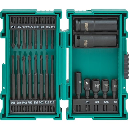 Grizzly Pro S2 Quick-Release Hex Shank Impact Driver Bit Set, 23 Pc. T33844