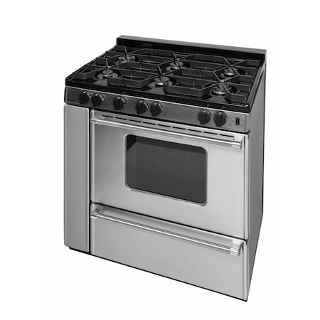 Premier Gas Range, Electronic Spark, 6 Sealed Burners, 36 inW x 26 inD, 3.9 cu. ft. Oven, Stainless Steel 805769