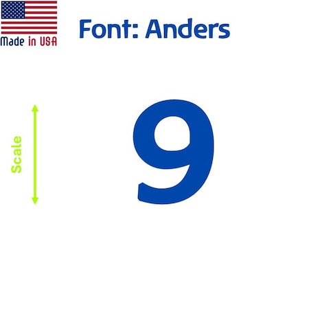 Aacc Self-Adhesive Vinyl Number: 9, Size: 4 in. Color: Blue Font: Anders, 12PK AACC-Anders-N9-Blue-I4x12