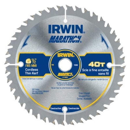 Irwin SAW BLADE 6-1/2" 40 TEETH 5/8" ARBOR HN14023