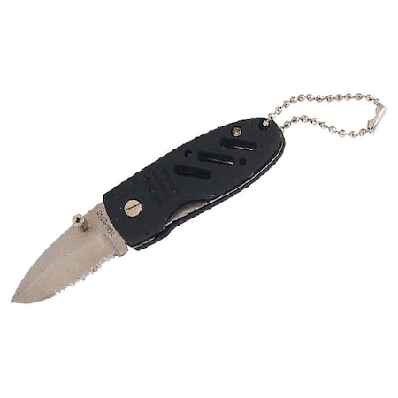 Vulcan Key Chain, Bead Chain Ring, 4 in L Ring, Plastic Case, Black Body/Stainless Steel Blade W989