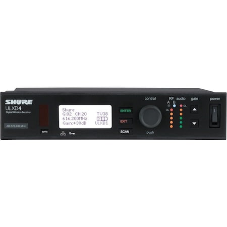 Shure SINGLE DIGITAL WIRELESS RECEIVER WITH PS41US POWER SUPPLY, 1/2 WAVE ANTENNA AND ULXD4=-G50