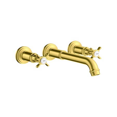 Axor Montreux Wall-Mounted Widespread Faucet Trim with Cross Handles, 1.2 GPM in Brushed Gold Optic 16532251