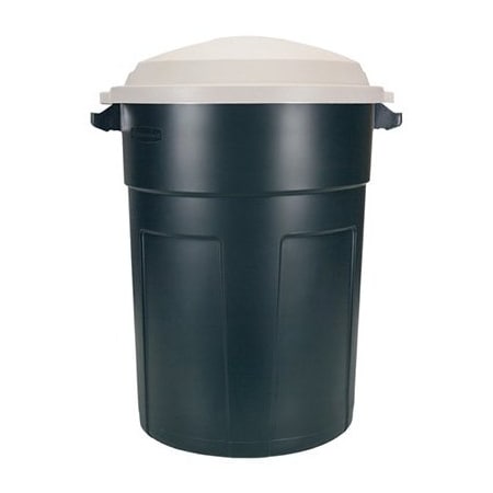 Rubbermaid FG289487EGRN Round Trash Can, 32 gal Capacity, Plastic, Evergreen, Snap-Lock Lid Closure 2894-87EVG