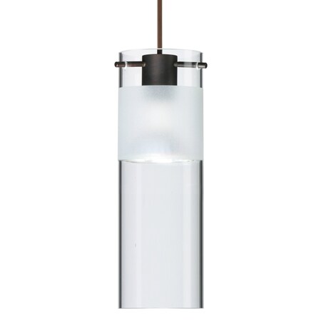 Besa Lighting Besa Scope Pendant, Clear/Frost, Bronze Finish, 1x 5W LED 1XT-6527EC-LED-BR