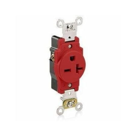 Leviton Straight Blade Receptacle, 6-20R, 20 A, 250V AC, 2 Pole, 3 Wire, Flush Mount, Self-Grounded 5461-R