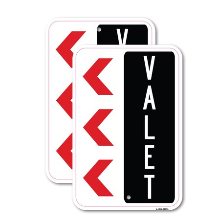 Signmission Valet Left Arrow 1, 12'' X 18'' 2 Signs, Heavy Gauge Aluminum, 2PK A-1218-2PACK-22770