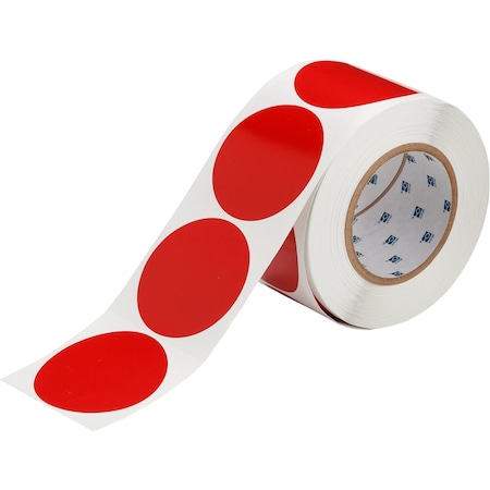 Brady Aisle Marking Tape Dots - Adhesive Vinyl, Solid Color, Red, 3in, 500PK 121139