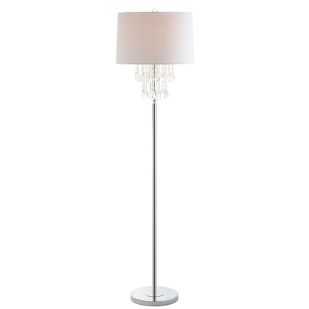 Jonathan Y Abigail 61" Crystal / Metal LED Floor Lamp, Clear/Chrome JYL2034A