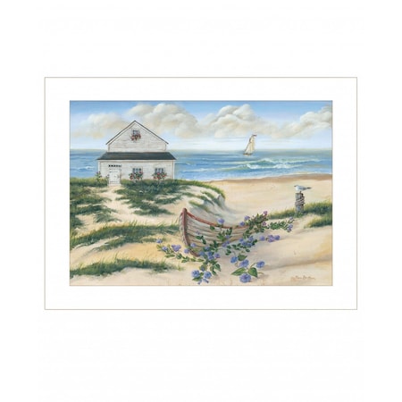 Homeroots Beach Cottage II 1 White Framed Print Wall Art 407575