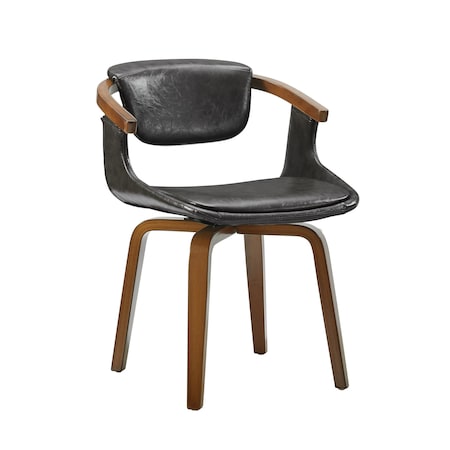 Homeroots Gray and Brown Upholstered Faux Leather Dining Arm Chair 524940