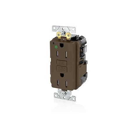 Leviton Self-Test GFCI Receptacle, Lev-Lok, 15 Amp, 125 VAC, 5-15R NEMA MGFT1-HG