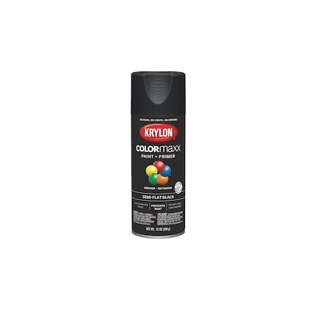 Krylon COLORmaxx Spray Paint, Semi-Flat, Black, 12 oz, Aerosol Can 5578