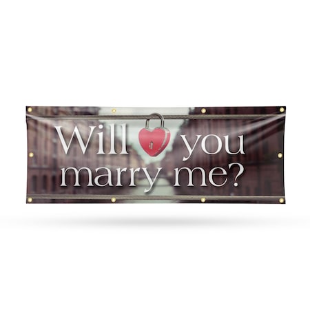 Signmission Will You Marry Me, 36 Inch x 96 Inch, Vinyl Banner B-96-30943
