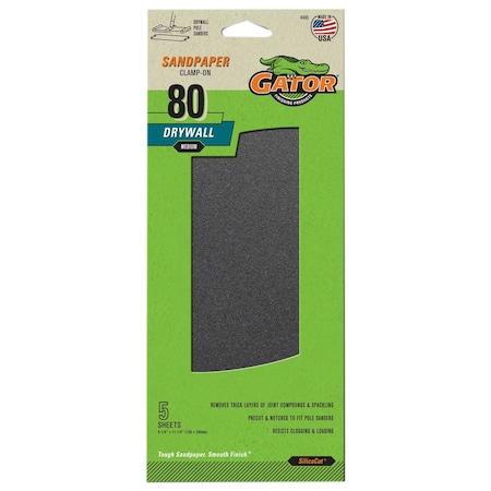 Gator Finishing SilicaCut Drywall Clamp-On Sandpaper, 80 Grit, Medium, 25PK 4486