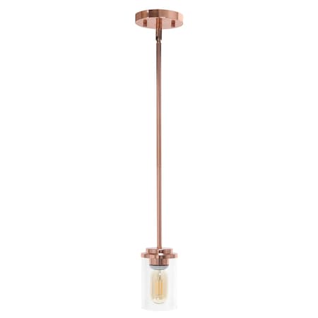 Homeroots Rose Gold Cylinder Iron Ceiling Light With Clear Shades 652007