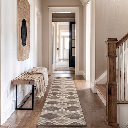 World Rug Gallery Southwestern Geometric Runner Rug 2 ft 3 in x 12 ft Beige WR92BEIGE2X12