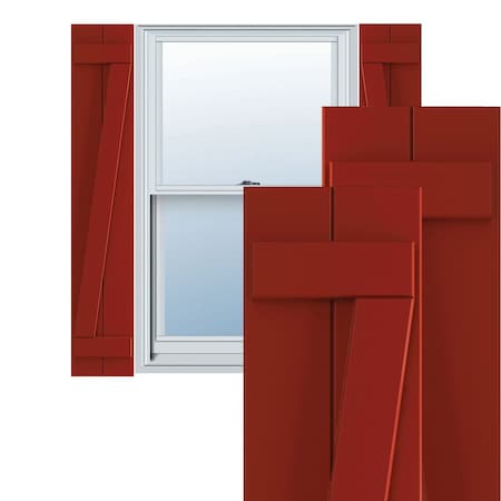 Ekena Millwork True Fit PVC Two Board Joined Board-n-Batten Shutters w/Z-Bar, Fire Red , 10 3/4W x 60H, PR TFP102BBF11X060BR